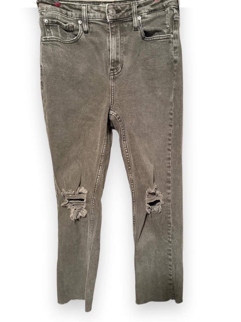 Cleo + Wolf High-Rise Straight Jeans with Distressed Knees
